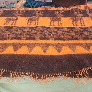 Vintage Guatemalan Hand Woven Hand Spun Wool Textile Highland Blanket